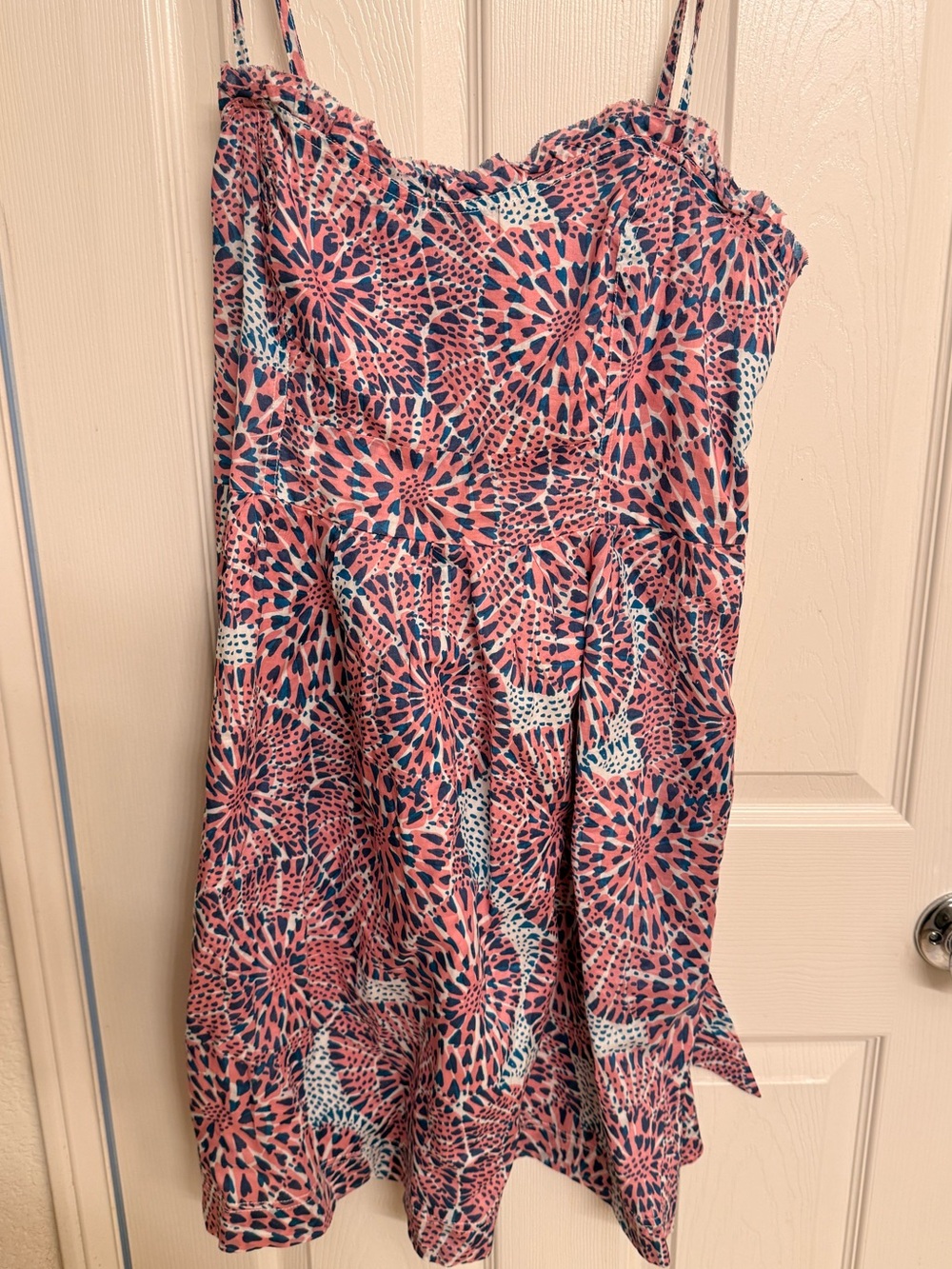 American Eagle Pink & Navy Abstract Sunburst Summer Dress